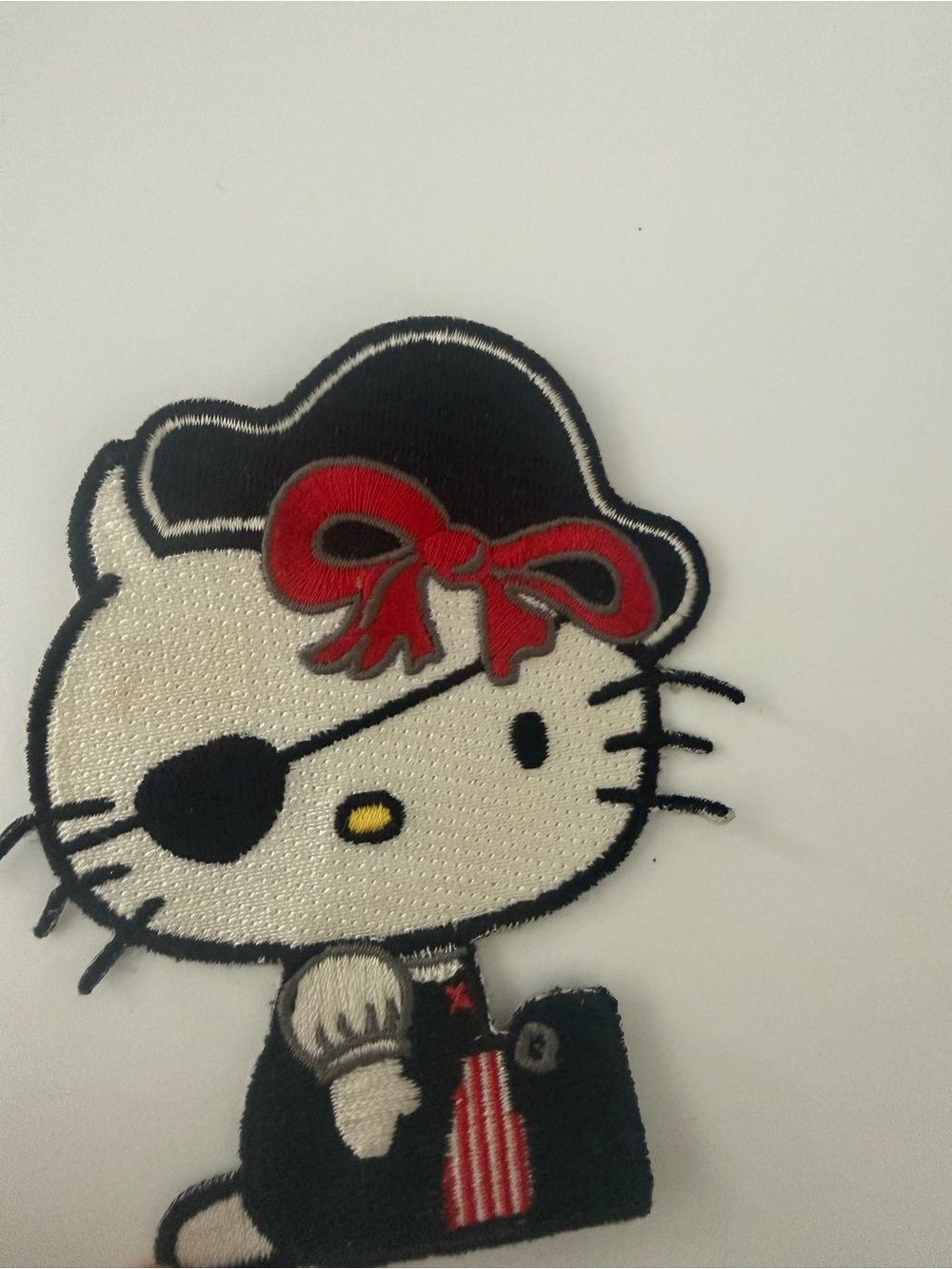 Vintage Y2K Sanrio Hello Kitty Pirate Patch - Black, White & Red